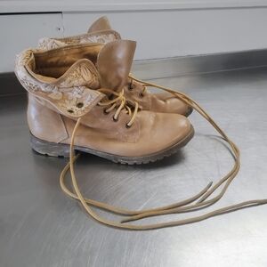 Rock & Candy Tan Ankle Boots with Lace Detail